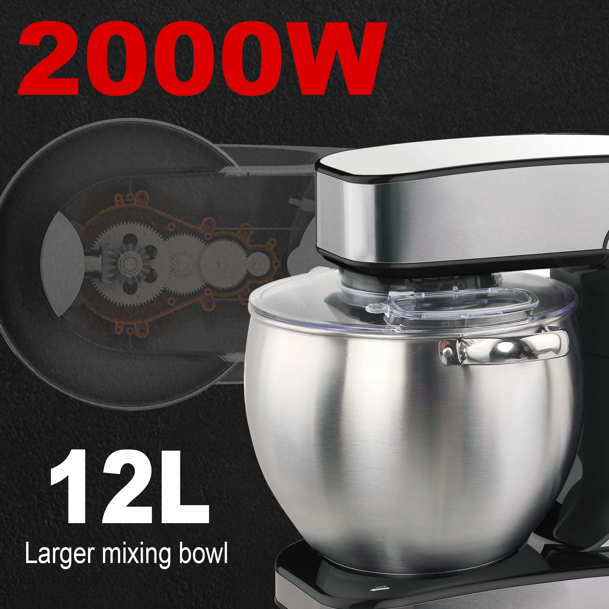 12L Stand Mixer Kitchen Aid Food Blender Cream Whisk Cake Dough Mixers With Bowl Stainless Steel Chef Machine Charm Sonifer 5