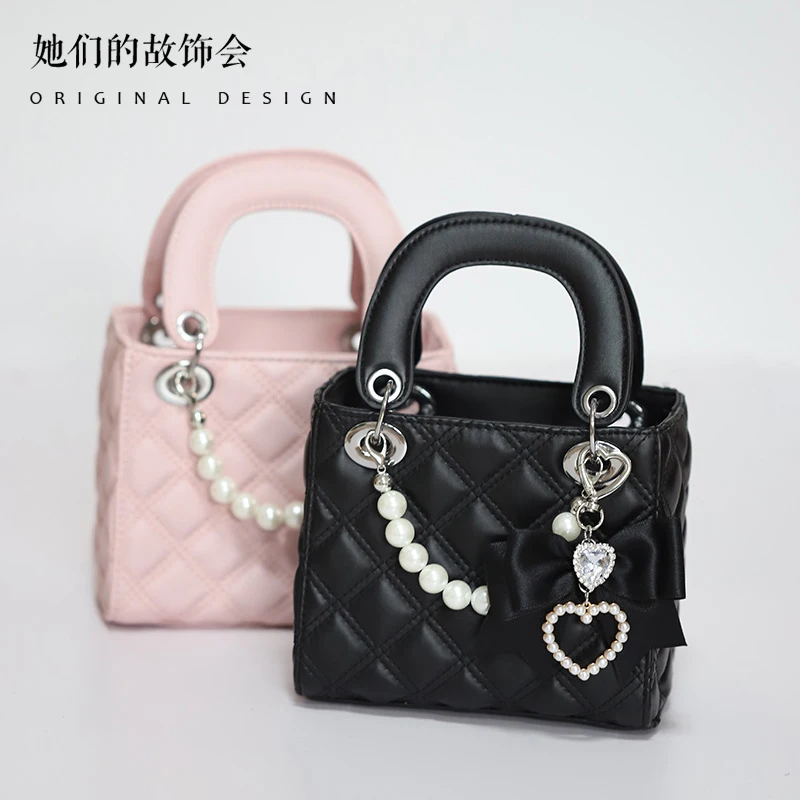 Mine Mass-Produced Japanese Style Ladies' Handbag Elegant Girl Cosmetic Bags Female Bow Sweet Cute Cool Fashion Bags for Women