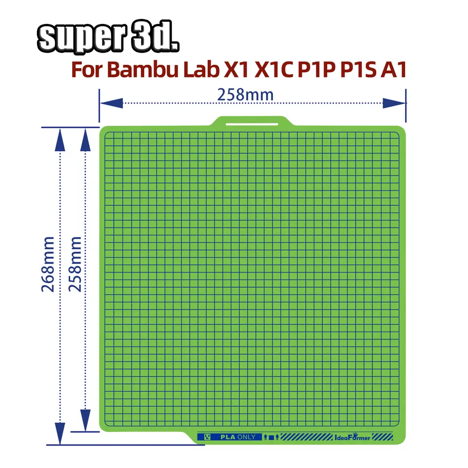 PLA Plate For Bambu Lab Build Plate Cool Plate P1P X1C A1 P1S Bambulab Cold Plate Dual Sided Super Adhesion Bamboo Heat Bed image 7