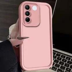 Luxury Soft Matte Silicone Back Cover Phone Case for Vivo V30Lite (Pink)