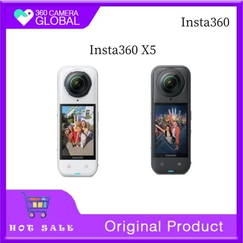 Insta360 X5 - Impermeabile 8K 360 °   Action Camera, luce scarica principale, 3 ore, batteria con triplo design chip AI,
