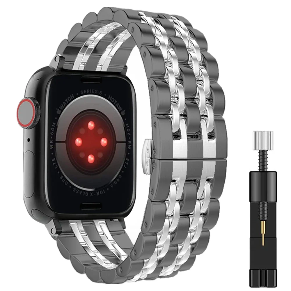 Premium Stainless Steel Metal Watch Strap Replacement Belt, Compatible with Apple Watch