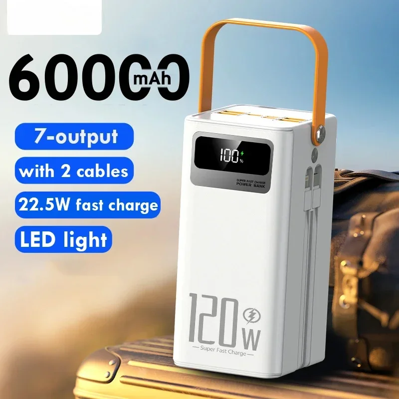 60000mAh Power Bank 120W Fast Charging Portable Charger External Battery for IPhone Xiaomi Laptop Tablet Powerbank High Capacity 2