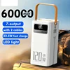 60000mAh Power Bank 120W Fast Charging Portable Charger External Battery for IPhone Xiaomi Laptop Tablet Powerbank High Capacity 2