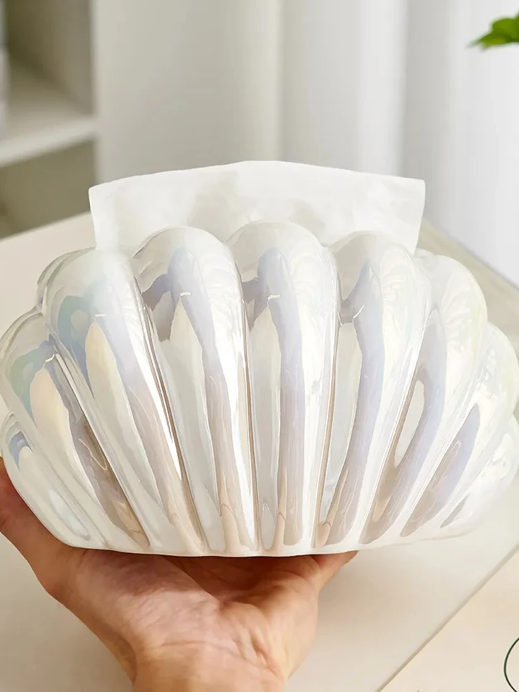 Lovely Luxury Shell-shaped Tissue Box Modern Table Napkin Holder Nordic Home Decor Desktop Storage Ceramic Crafts Accessories 4
