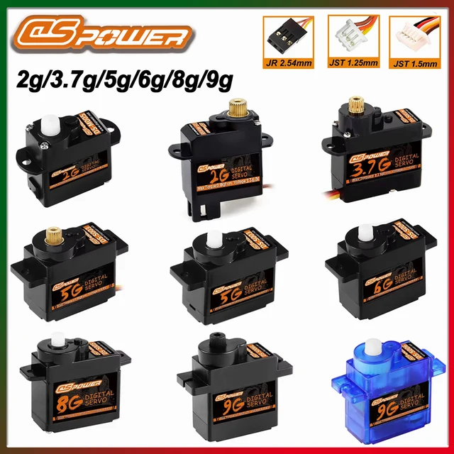 DSPOWER 2g 3.7g 4.3g 5g 6g 8g 9g Plastic/Metal Gear JR/JST Plug Digital Micro Servo for RC Mini Car Plane Fixed-wing Robot Toy