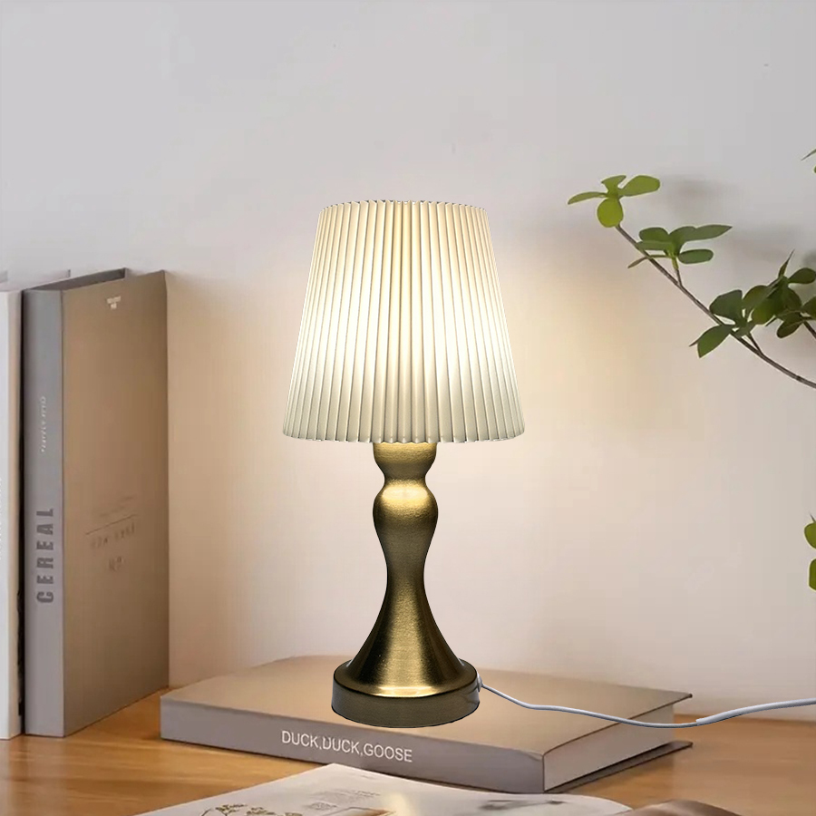 1 USB-powered LED folding light with aluminium alloy metal base - modern Nordic style dimmable night light for bedroom, desk dec