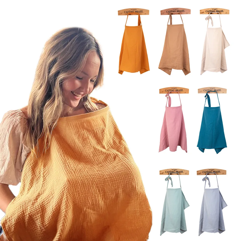 Breathable Breastfeeding Cover for Baby Breastfeeding Cotton Muslin Nursing Cover Apron Outdoor Privacy Mother Nursing Cloth