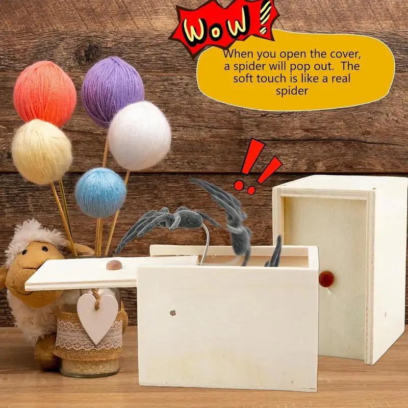 Wooden Scare Box For Pranks Prank Box For Adults Fake Spider Gooswexmzl ...