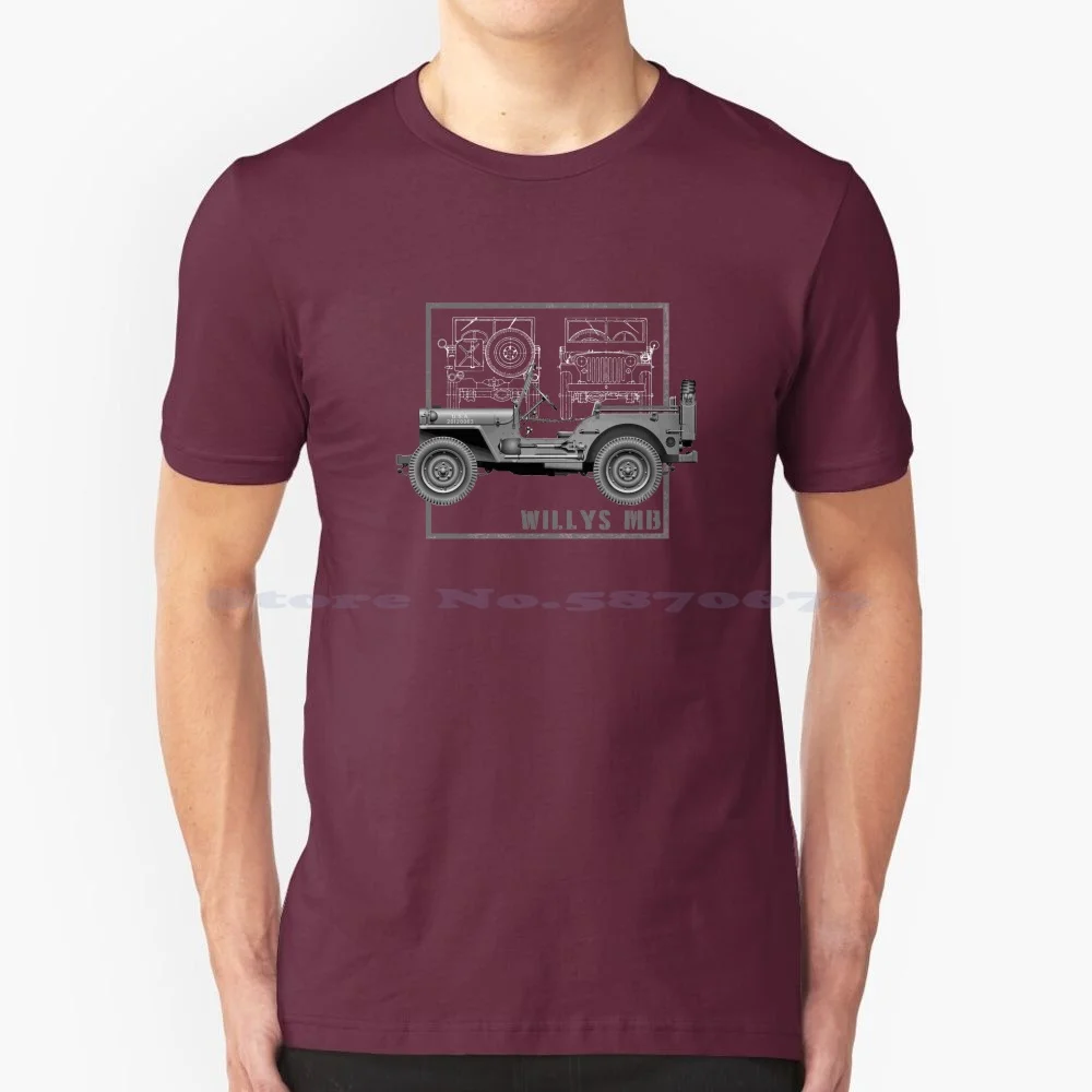 Willys Mb Vintage Off Road Classic Vehicle Ww2 T Shirt 100% Cotone Tee Willys Mb Gpw 1941 2 Wii Ww2 G503 M151 Overland Usa Off