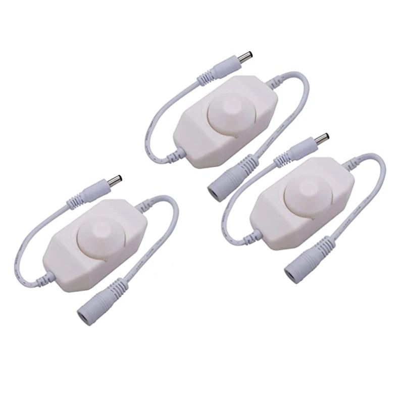 3Pcs DC12V-24V LED Strip Lights Dimmer Switch 2A PWM Dimmer Controller Inline Dimmer Switch For LED String Lights