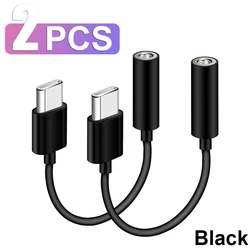 Premium Type C to 3.5mm Audio Adapter Cable (Black 2 PCS)