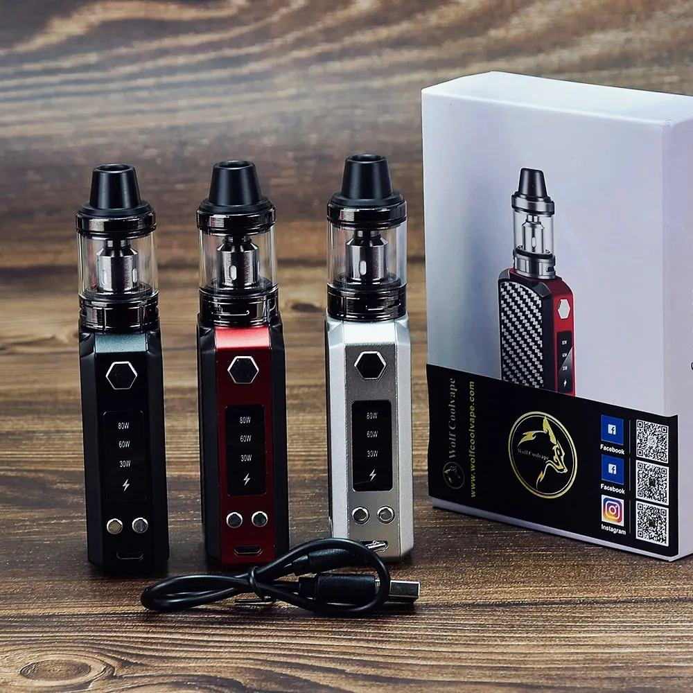 wolfcoolvape 80W Vape Mod Box Kit with 2200mAh Battery LED Display Vaporizer E-Cigarette Starter Kit Vape Pen for Vapers vape mod