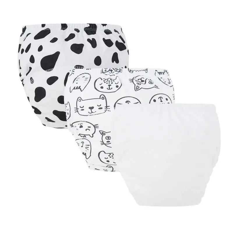 3 pz/lotto pantaloni per pannolini per bambini in cotone pantaloni da allenamento per bambini cartoni animati stampati pannolini riutilizzabili biancheria intima per neonato traspirante - immagine 2