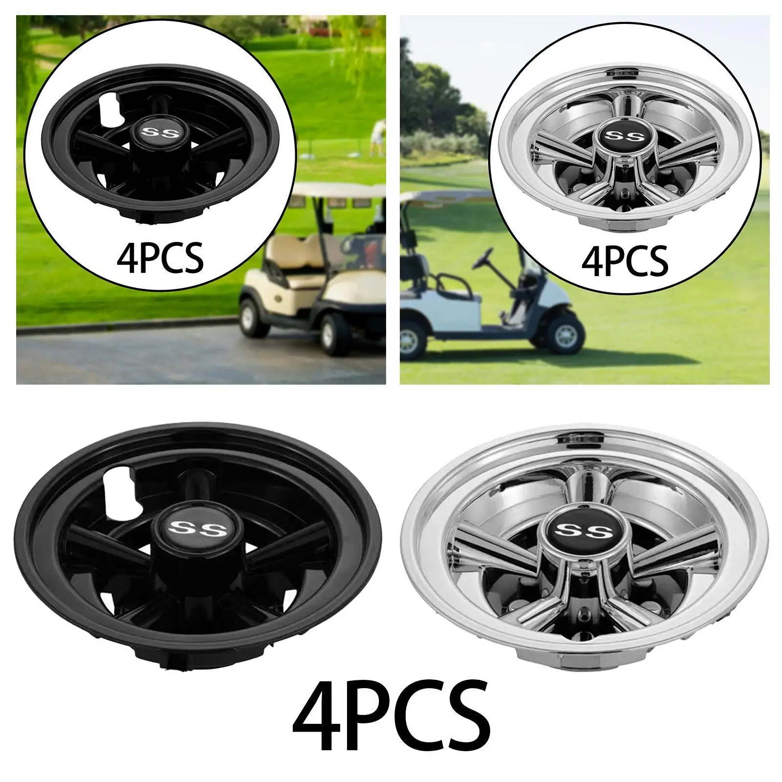 4x Golf Cart Wheel Covers Golf Cart Hub Caps, Lightweight Portable Universal