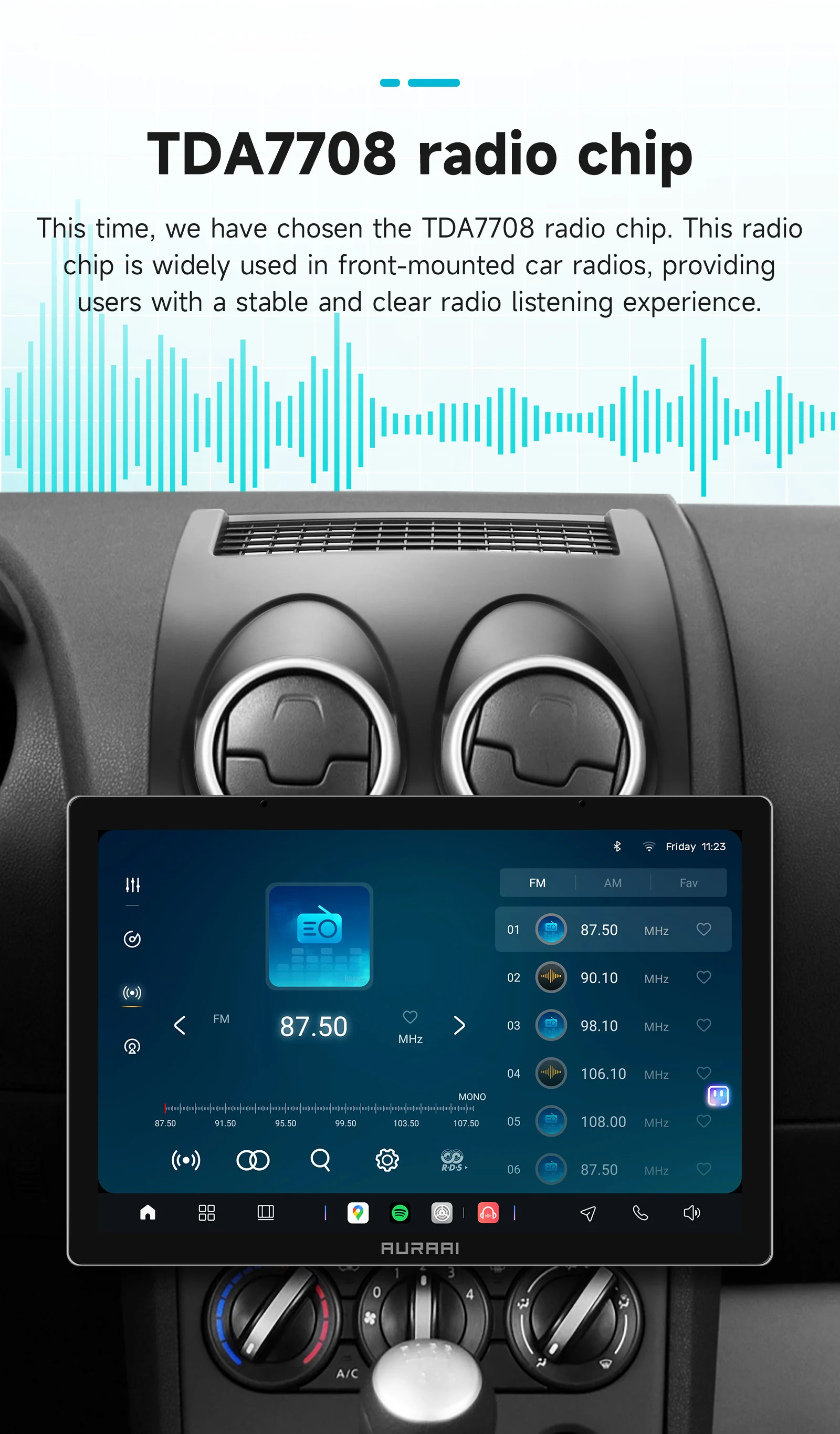 AURAAI Autoradio-Multimedia-Player für Nissan Qashqai 2006–2013, GPS-Navigation 7870, 2K-Bildschirm, kabelloses Carplay, Android Auto ADAS – Detail 22