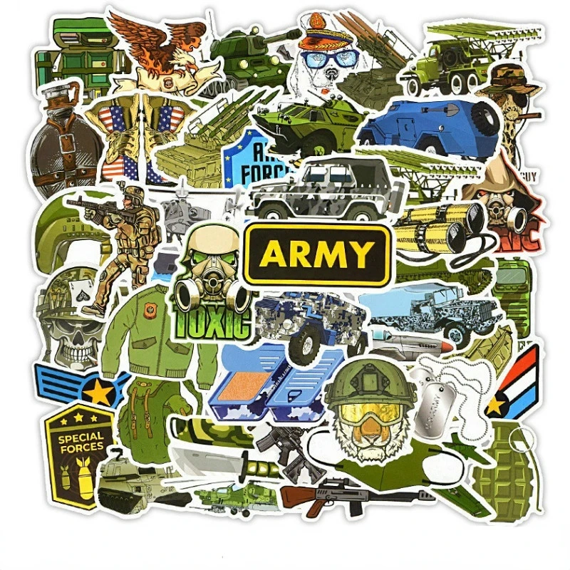 10/50/100pcs Funny Army Style Military Series Graffiti Waterproof Cartoon Sticker for DIY Laptop Luggage Guitar Skateboard Car