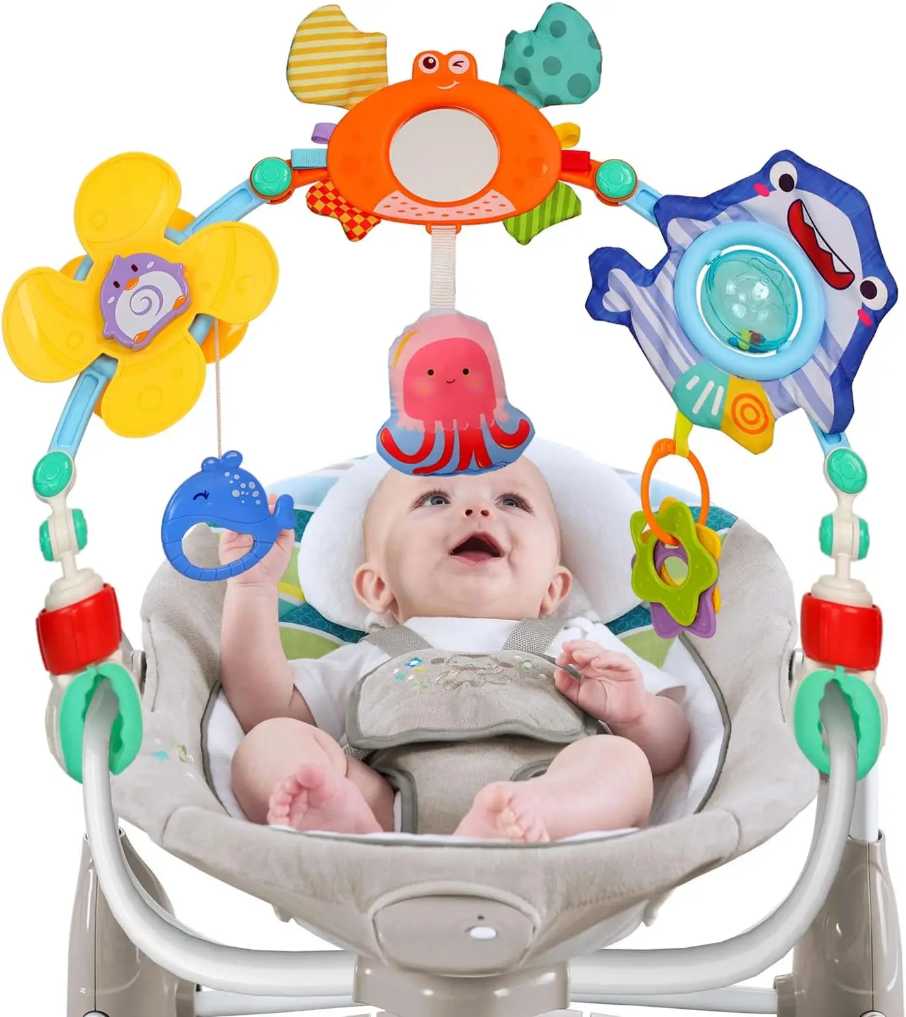 Giocattolo ad arco per bambini Montessori per neonati attività sensoriale  passeggino giocattolo per lettino culla sedile sicuro sonagli appesi  giocattoli Comfort