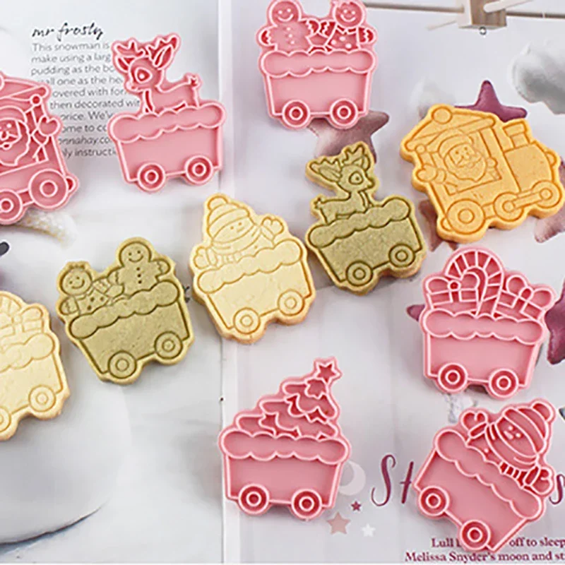 Cookie Cutter 6Pcs/set Christmas Train Cookie Mold Stamp Biscuit Mold Cookie Cutter DIY Fondant Baking Cake Decoration Tools Bakeware