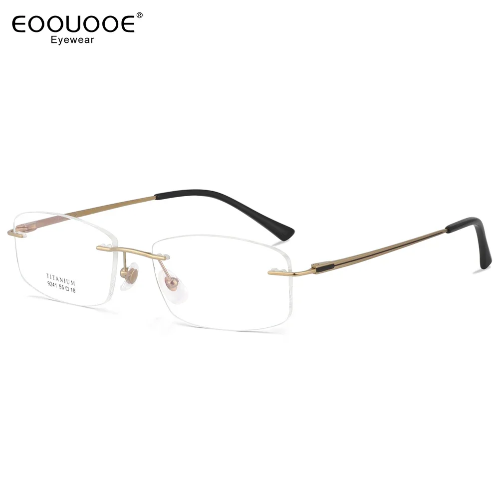 

55mm Men's Eyeglasses Rimless Myopia Titanium Eyeglasses Men Glasses Frame Optics Reading Prescription Lens Progressive Eyewear