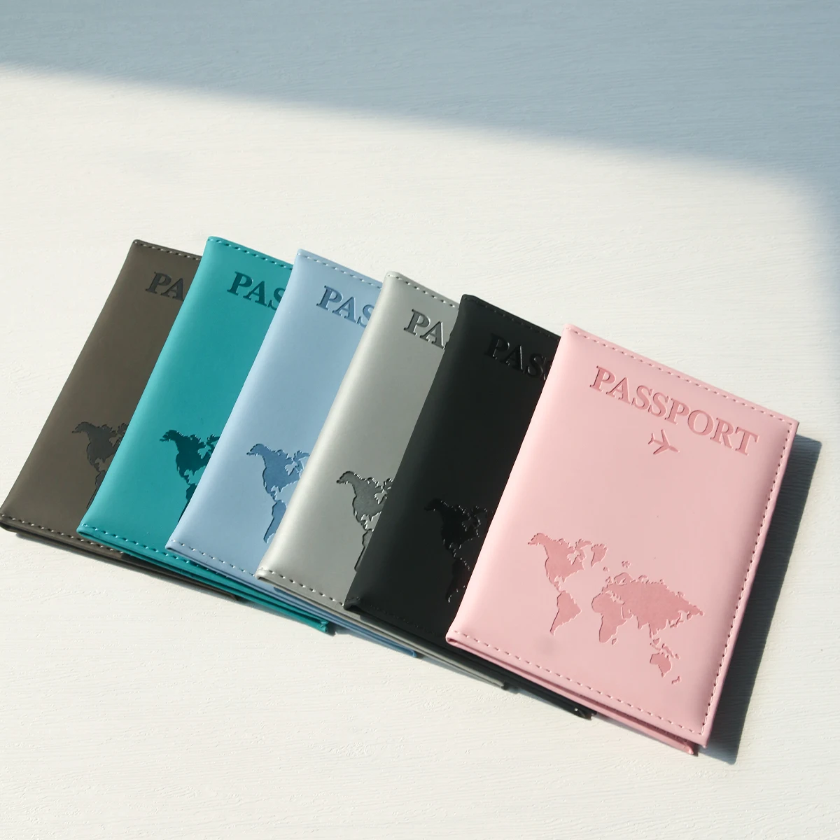 Sleek Map PU Leather Passport Holder - Essential Travel Accessory