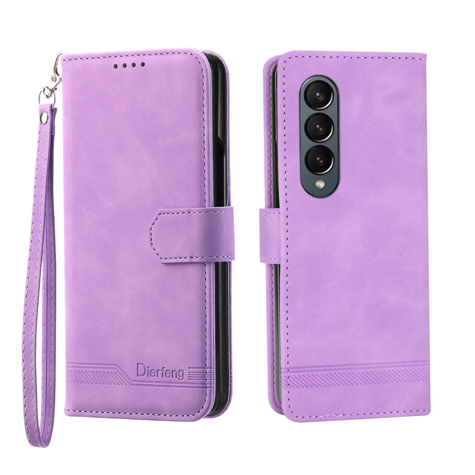 Genuine Leather Foldable Phone Case with Hand Strap, Wallet, Card Slots, and Hinge Protection