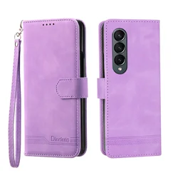 Genuine Leather Foldable Phone Case with Hand Strap, Wallet, Card Slots, and Hinge Protection for Galaxy Z Fold8 Ultra (Purple)