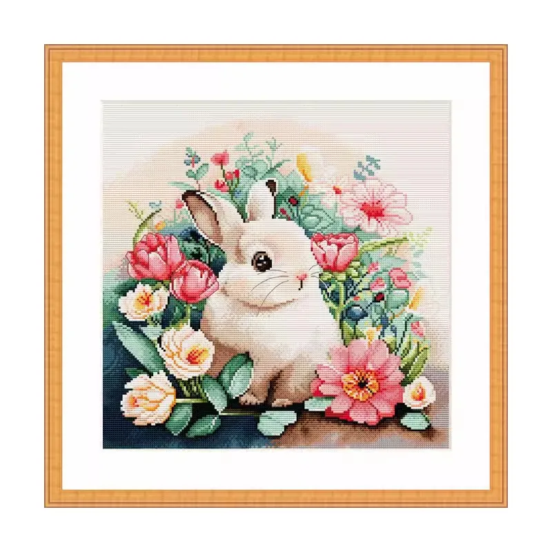 Chinese Cross Stitch Kits Embroidery Needlework Sets DIY Printed 11CT Rabbit Animal Beautiful Flower Home Decor