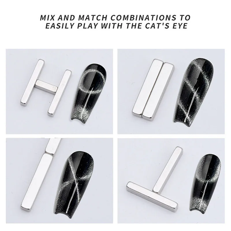 Bar Magnet Nail UV Gel Strip Magnetic Rod French Cat Eye Nail Polish Magnetic Attraction Magnets Set 4pcs Manicure Salon Tool cat eye nail tool magnetic nail art tools magnetic nail tools nail care tools