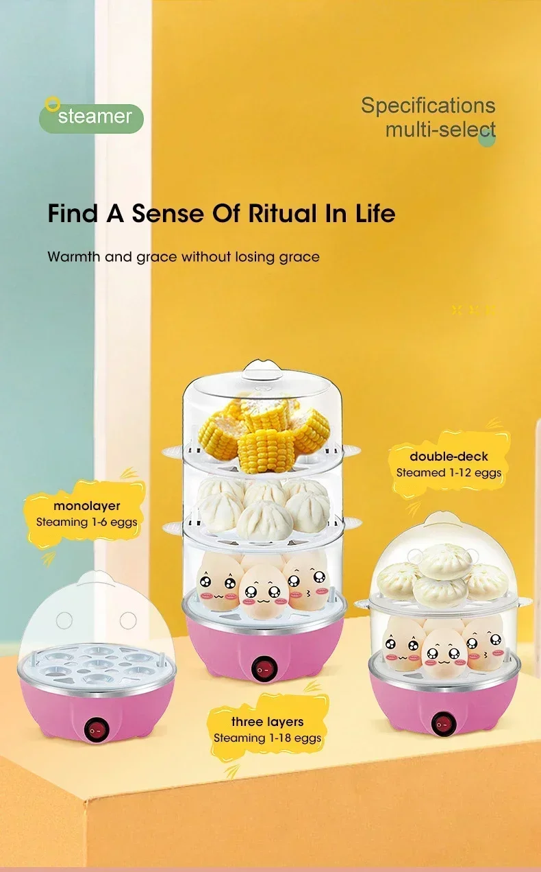 Description Picture 4 of itemMultifunctional Electric Egg Boiler Monolayer Layer Egg Cooker Mini Steamer Kitchen Cook Breakfast Machine Breakfast Artifact