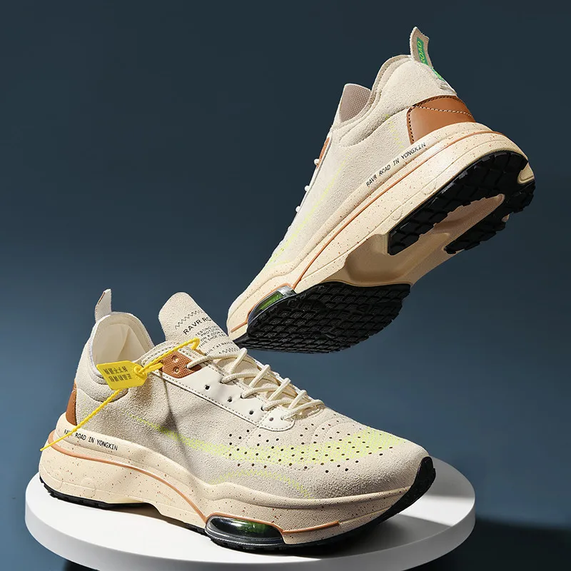 

Men Shoes Breathable Leather Sneakers Air Cushion Trainers Man Athletic Sport Jogging Shoes High Quality