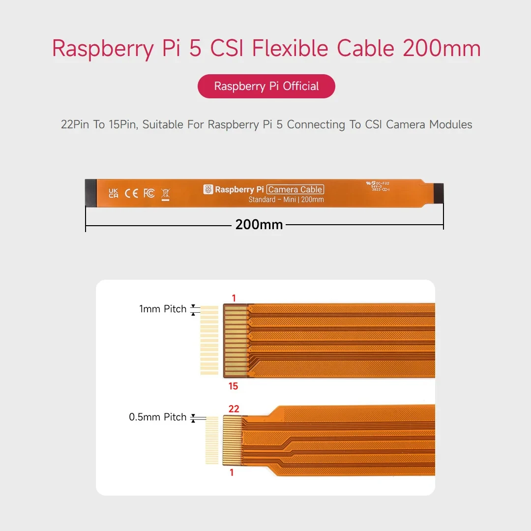 Enhanced DSI/CSI Camera Cable, 22-Pin to 15-Pin Strip for High-Performance Connectivity