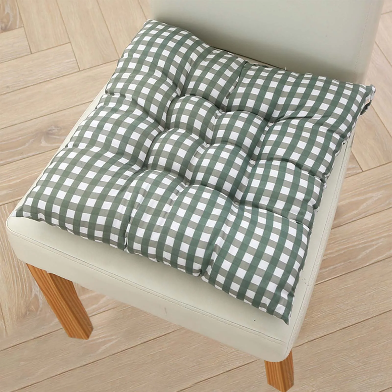 Non-Slip Gingham Chair Pad