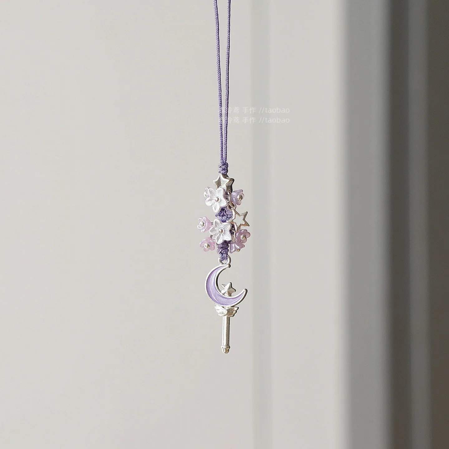 Purple Kawaii Phone Charm Pendant - Cute DIY Lanyard Accessory