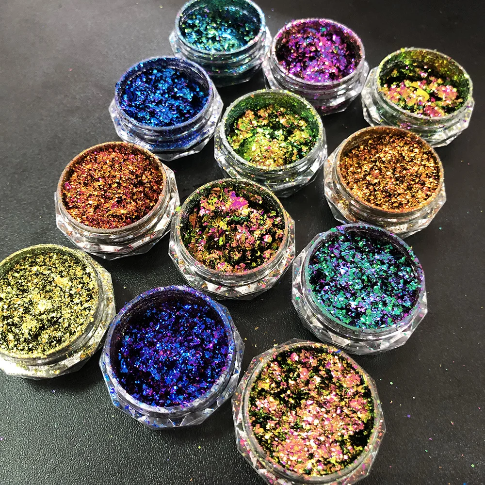 New Christmas Chameleon Glitter Flakes 1Jar(1-2g) Holographic Color-change Chameleon paillettes Red/Green Manicure Chameleon Flake