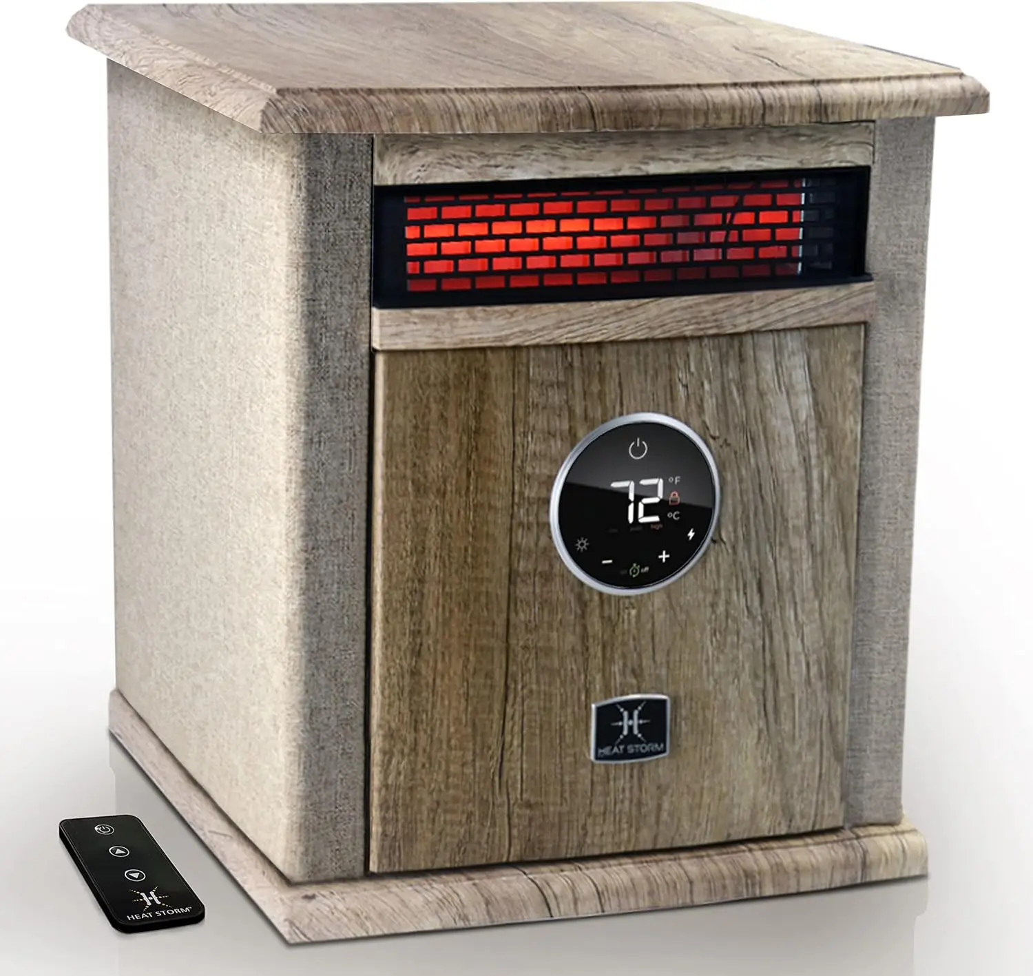 Portable Electric Space Heater, 1500-Watt Cabinet Infrared Quartz Element Heater With Digital Thermostat, Remote Control, washab