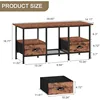 Coffee Table with 2 Fabric Drawers, 35inch Small Coffee Table for Living Room, 2-Tier Central Table 	Rustic Brown 3