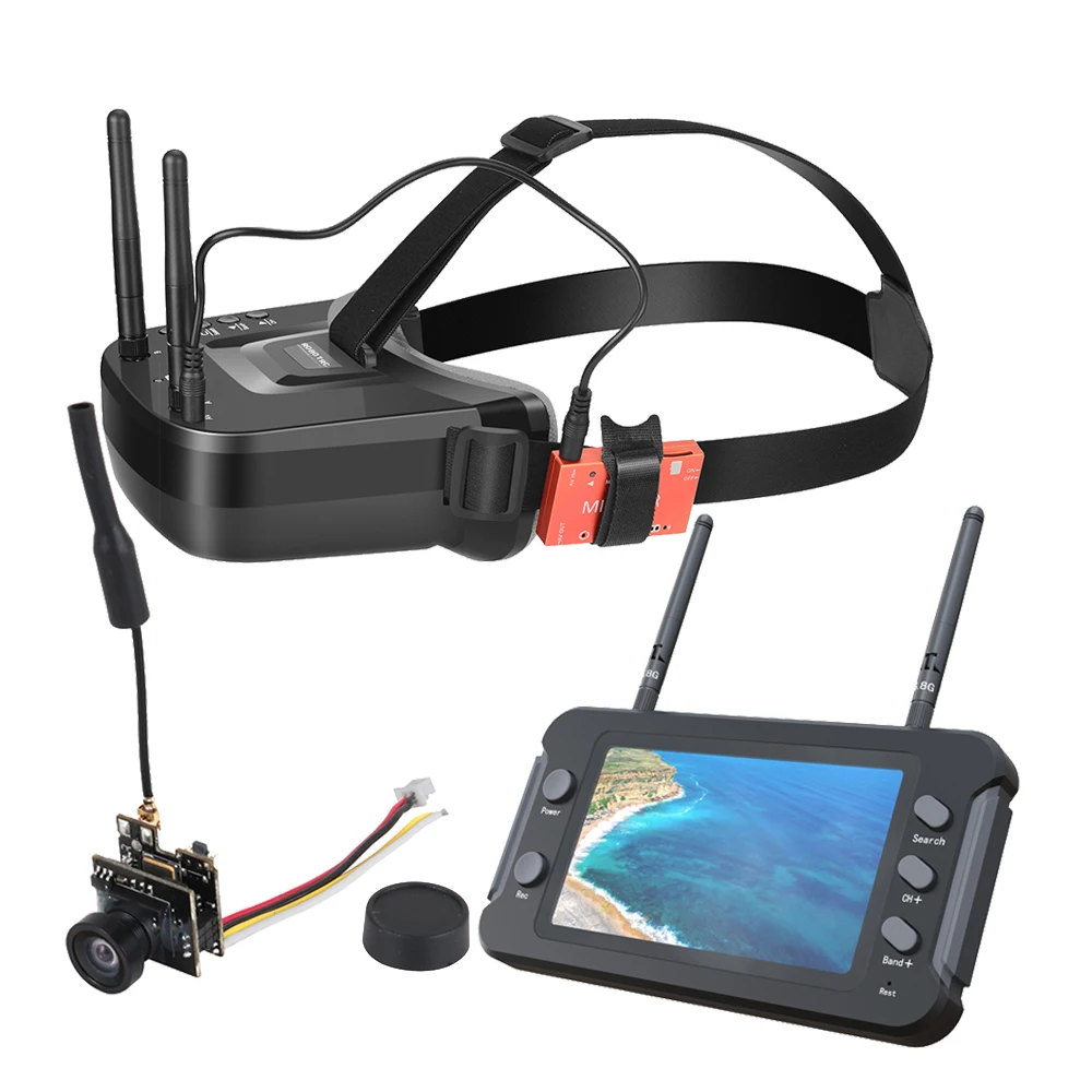 

5.8G 40CH Video Glasses Dual Antennas FPV Goggles Monitor Headset HD With 5.8G 25mW transmitter fpv OSD camera for Racing Drone
