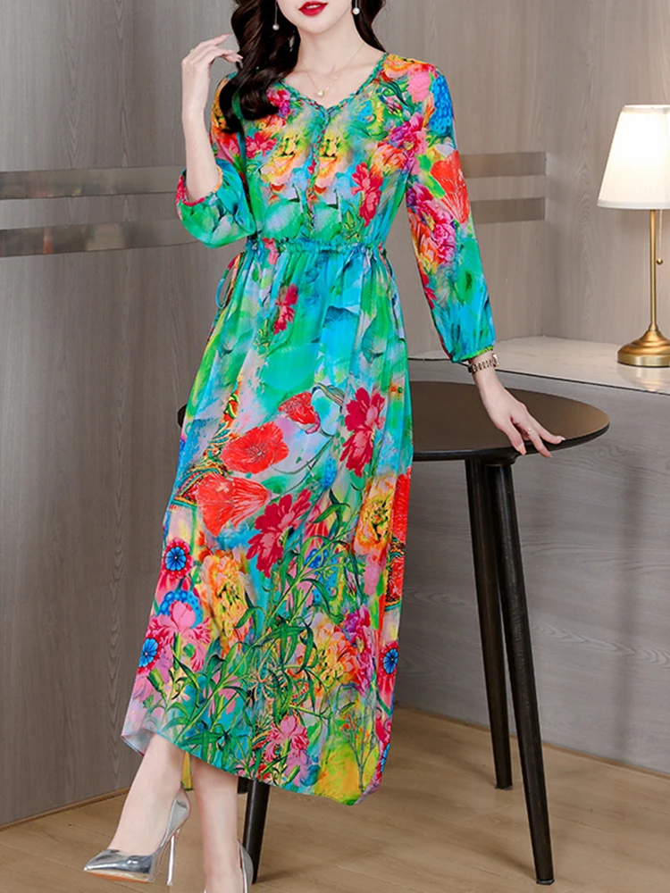 Silk Shirt Dress - Boho Summer Dress Summer - Silk Dress with Tie Belt - Casual Button Down Blouse Short Sleeve Shirt Dress