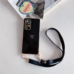 Chic Love Heart Crossbody Lanyard Phone Case for Mi 11X (Black)