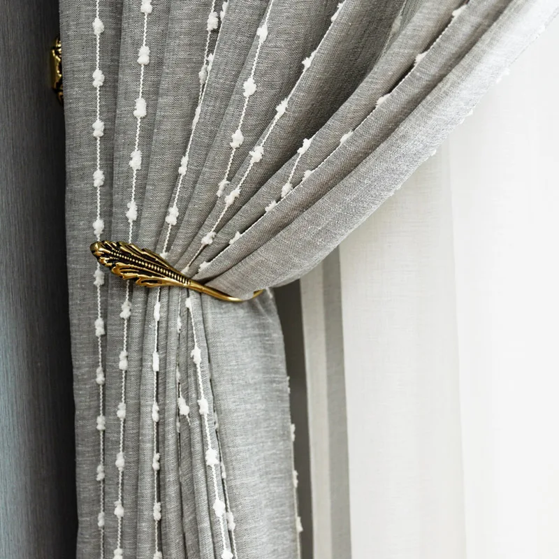 Nordic Grey Sheer Curtains for Living Room Striped Jacquard Tulle Window Curtain Bedroom Voile Transparent Drapes | Дом и сад