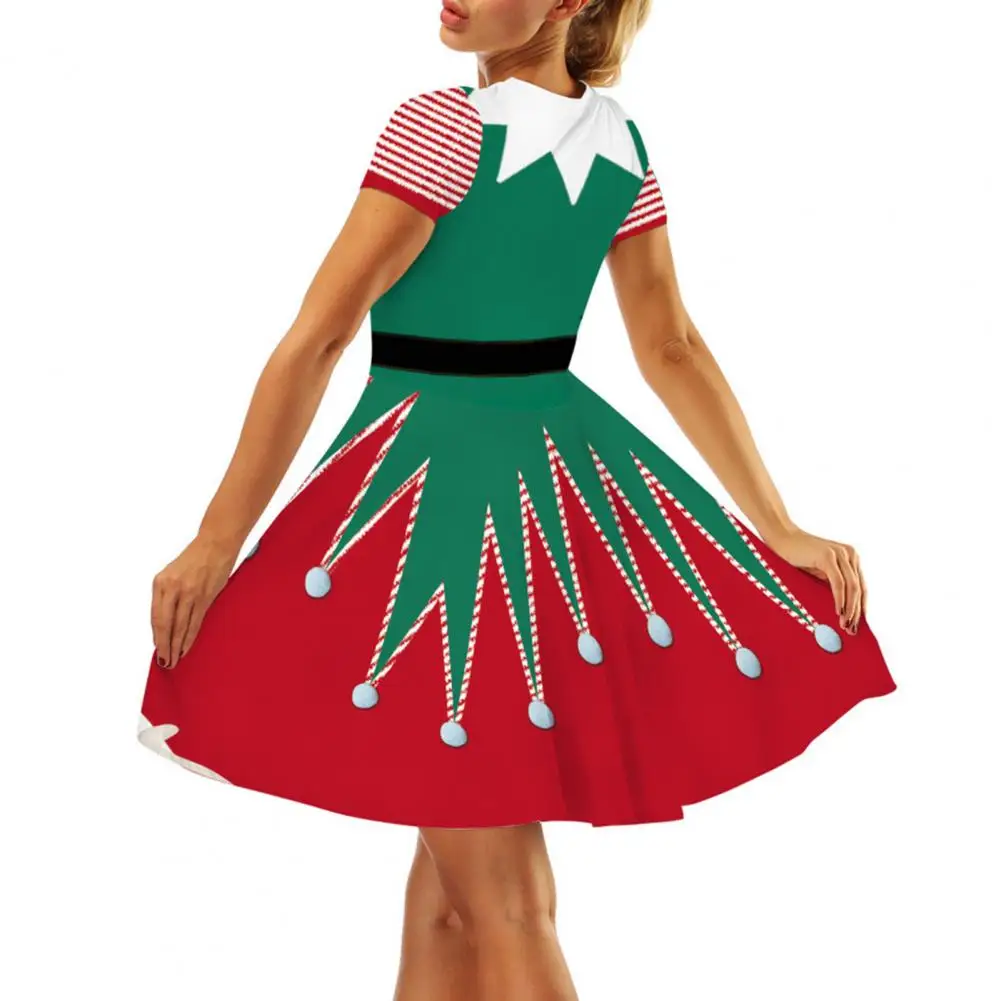 

Christmas Holiday Dress Christmas Cosplay Dresses for Women Festive A-line Mini Dresses with Themed Prints Loose Hem for Holiday