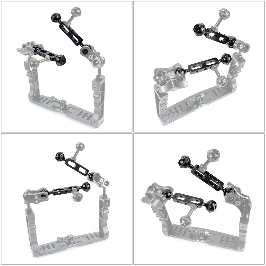 1-Zoll-Tauchlicht-Taschenlampe aus Aluminiumlegierung mit doppeltem Kugelgelenkarm für Butterfly-Clip-Klemmhalterung für Unterwasserfotografie – Detail 11