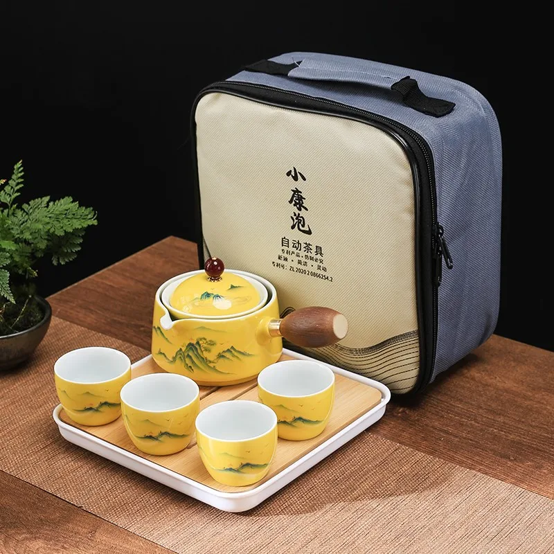 Ceramic Tea Set Tea Maker Teapot Porcelain Gongfu Set Portable Teaware Sets Cup For 360 &deg; Rotation Teapot