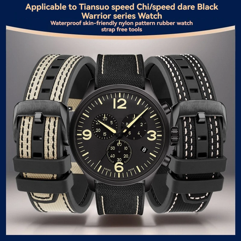 22Mm Canvas Nylon Rubber Sole Sports Soft Men' Cinturino Per Orologio Rimuovi Rapidamente Cinturino Per Tissot Omega Mido M038/M038431A