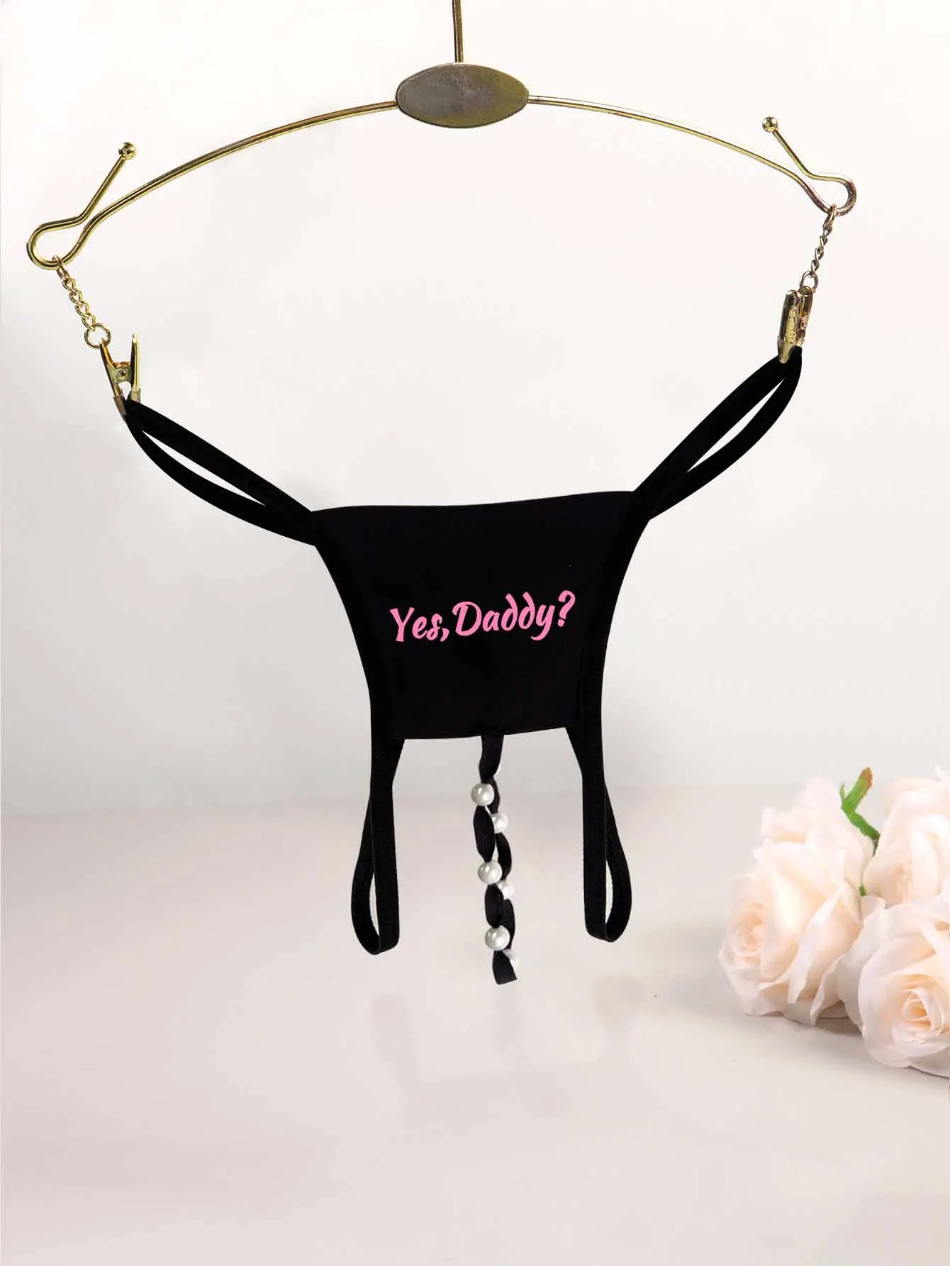Women Panties Crotch Opening Sexy G-string with Pearl chain Underwear Erotic Crotchless Intimates Lingerie Yes Daddy Prints women panties,female underwear,cotton panties,lace panties,womens underwear