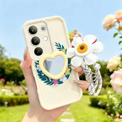 Colorful Garland Phone Case Set with Lanyard and Craft Embellishments for Realme 15x (India) (WHITE)