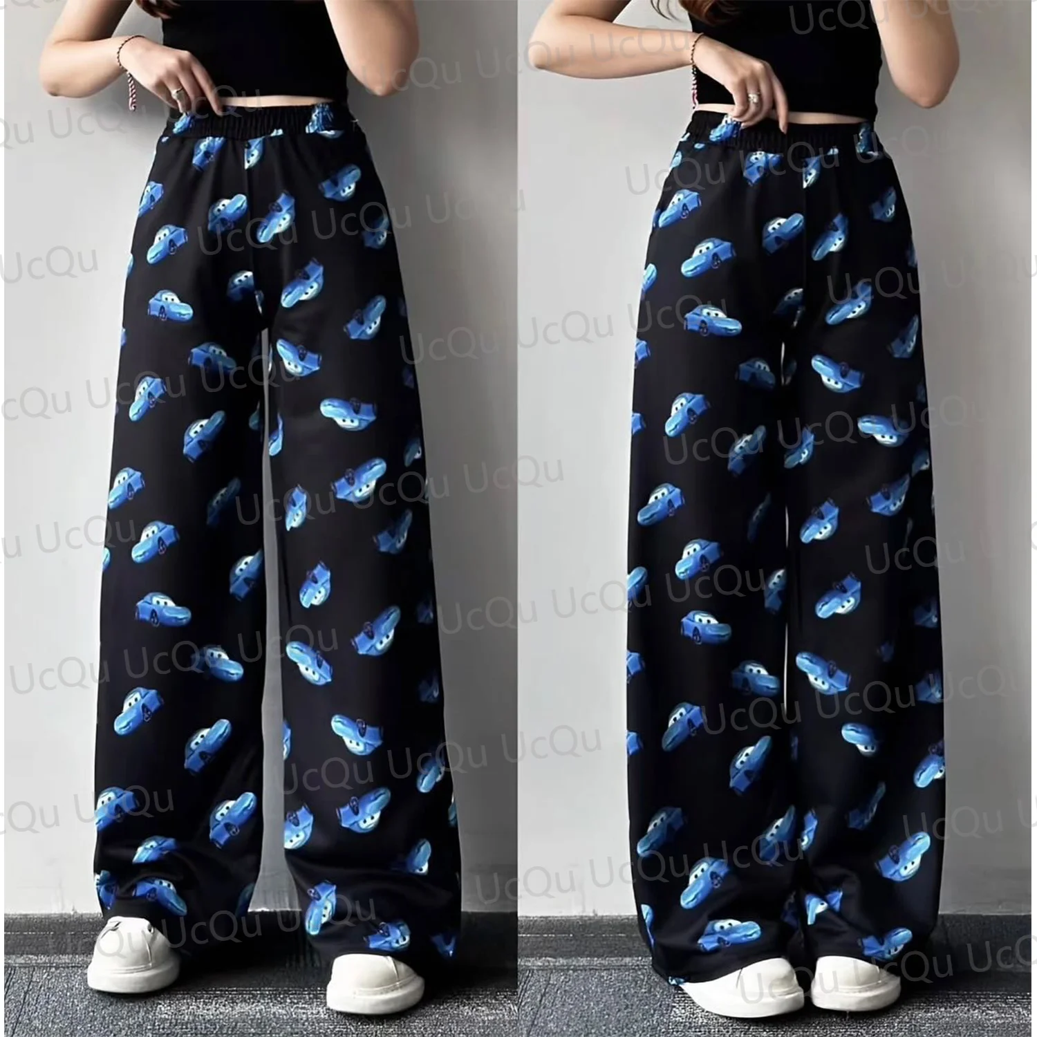 2024 The Cars Lightning McQueen&SALLY Summer Cotton T-Shirt With Pajama pants Oversized Suit For Adult/Kids his-and-hers clothes 3