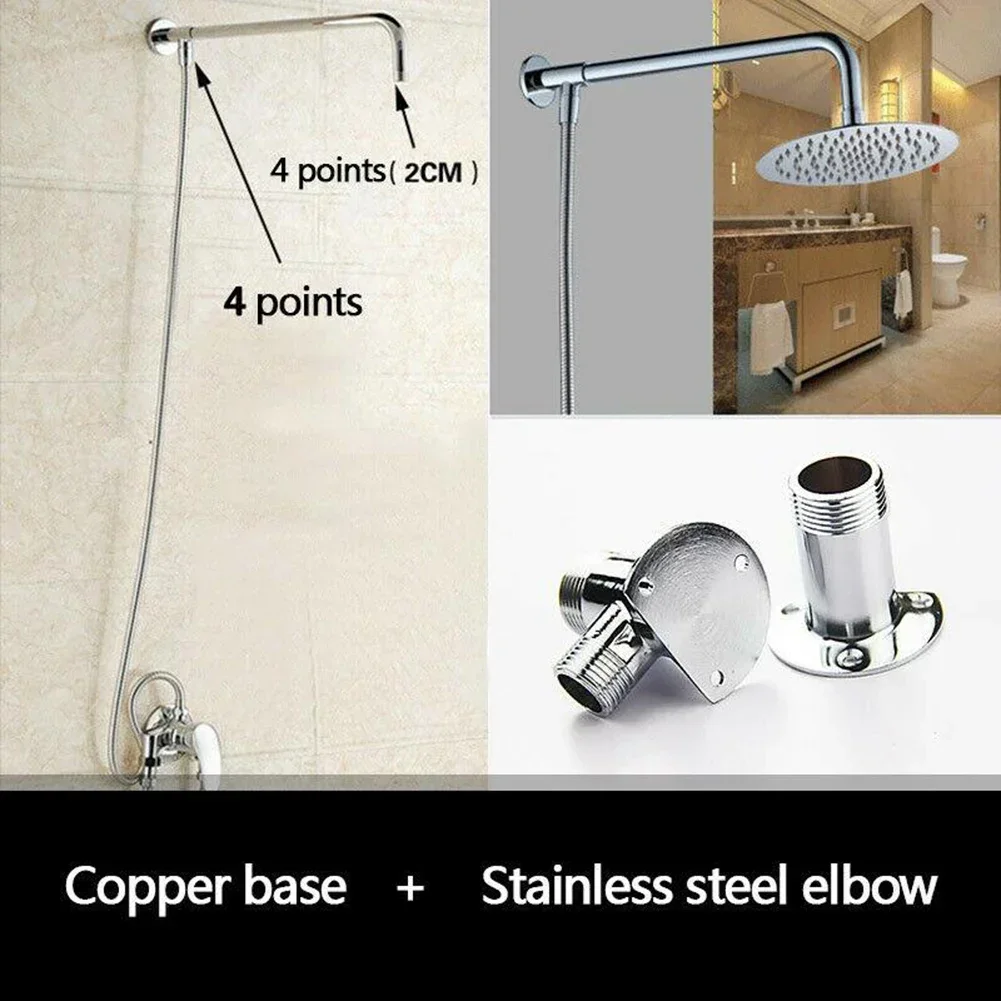 Brazo de extensión de ducha, manguera inferior montado en la pared, brazo de extensión de cabezal de ducha de acero inoxidable brazo extensor de mano para baño cabezal de ducha fijo (base