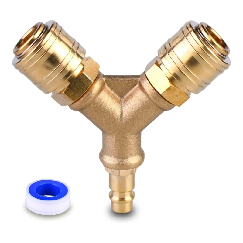 

3 Way Air Compressor Fittings Y Connector Splitter Thread Quick Release Coupler for Air Lines Air Tools Compressors